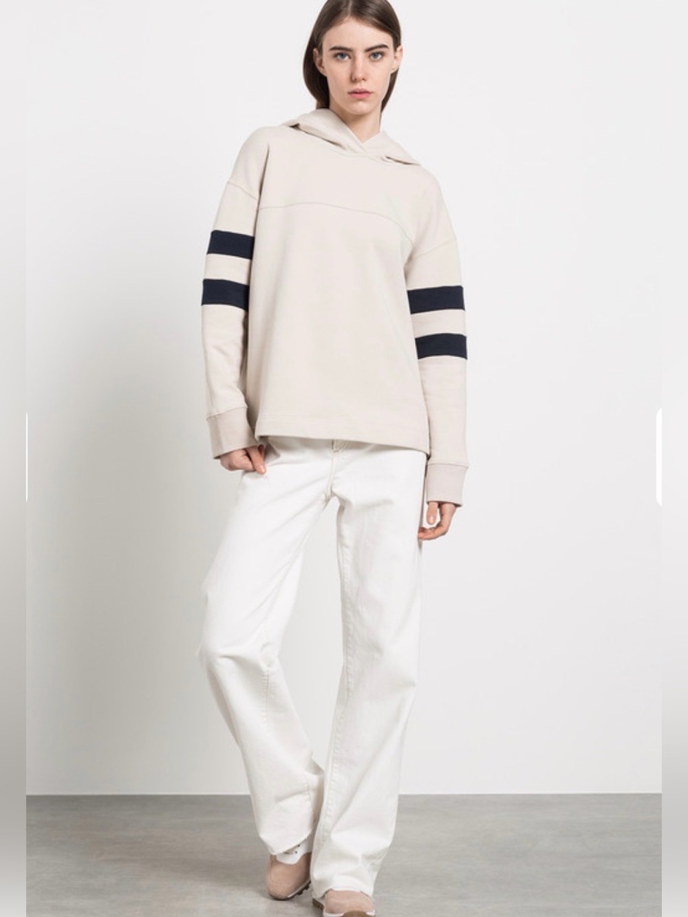 Max Mara MAGNETE beige hoodie with contrasting inserts